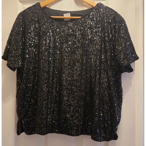 H&M Women's Formal Black Sequins Top Size Small - Picture 1 of 5